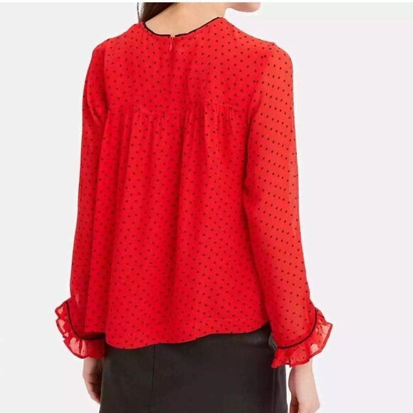 Ganni Pleated Georgette Polka Dot Plissé Blouse 38 - Picture 4 of 13